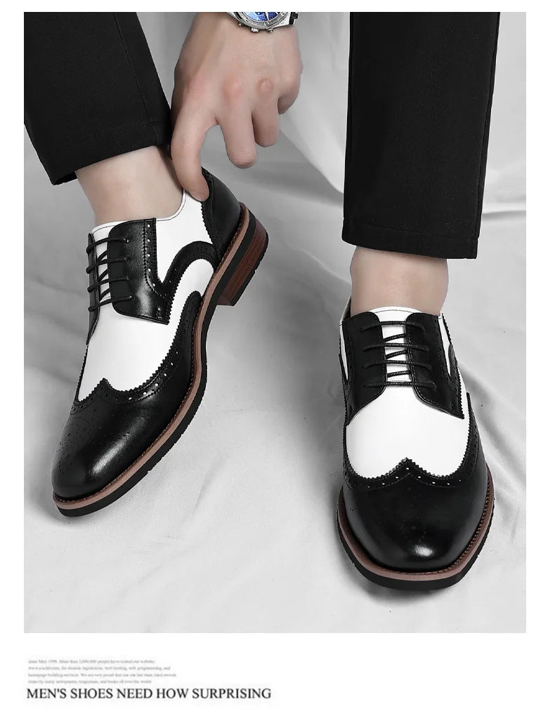 2026 New Brocker-carved Derby Men's Shoes Spring Summer New Business Formal Casual Shoes Male Fashion Big Size Leather Shoe Man