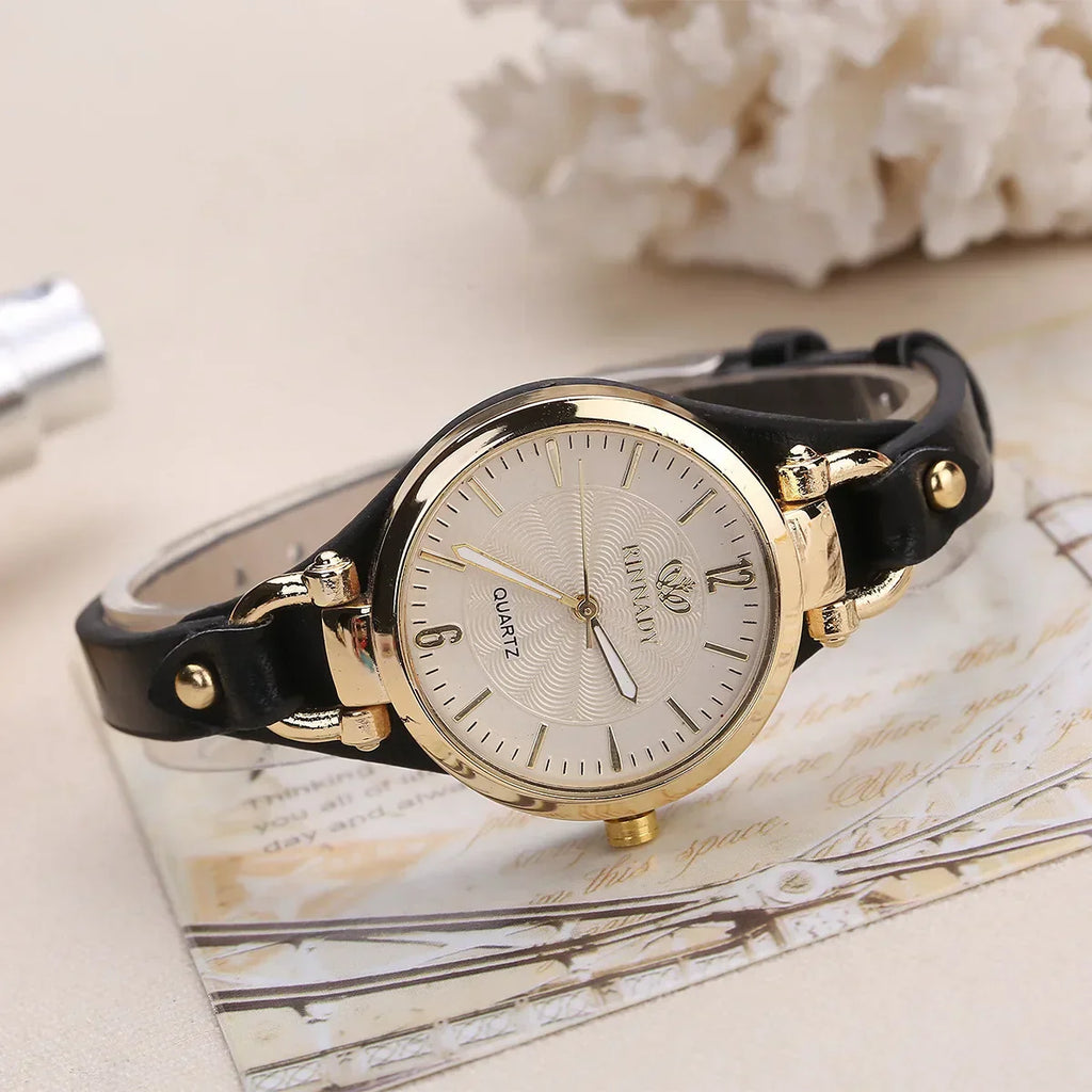 Vintage Ultra-thin Leather Strap Women Quartz Watch Fashion Ladies Wristwatches Clock Gift Reloj Mujer