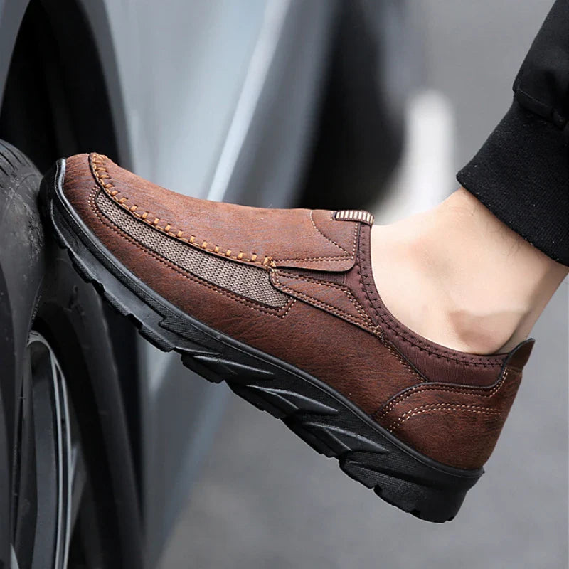 Men’s Breathable Casual Loafers – Lightweight Slip-On Walking Shoes (Black, Brown, White)