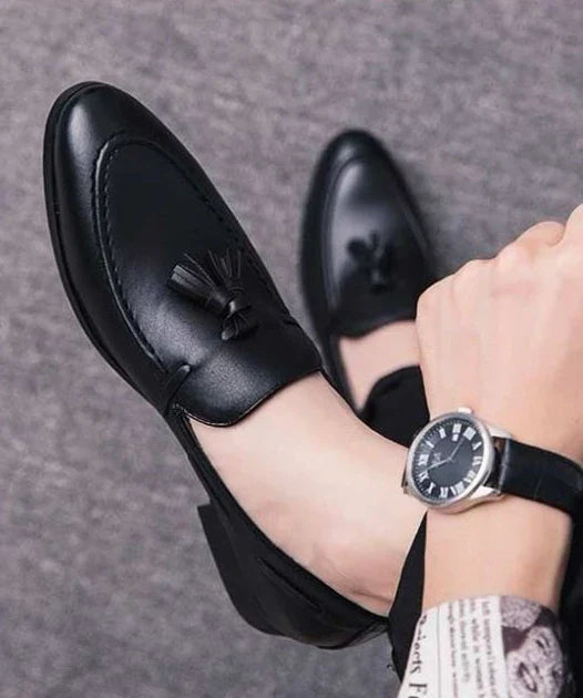 With Tassels Loafers Office Leather Shoes for Men Platform Thick Sole Pointed Toe Man Casual Shoe High Quality Fashion Elegant