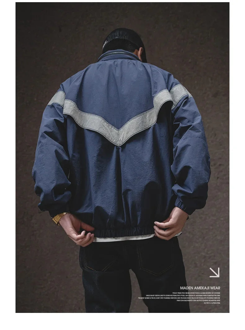 ARMY Reflective Hooded Contrasting Color Bomber Jacket Sports Quick-drying Jacket Loose IPFU Training Suit for Men's Daily