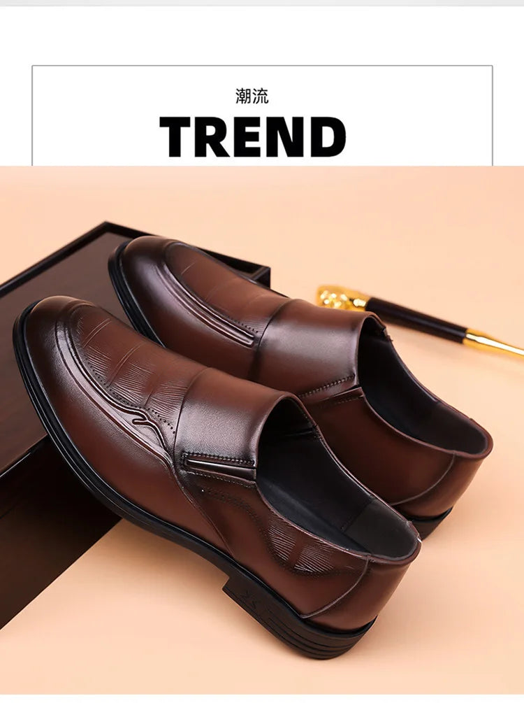 Spring Autumn New Leather Shoes for Men Solid Color Business Casual Shoes Male Fashion British Style Dress Shoe Man
