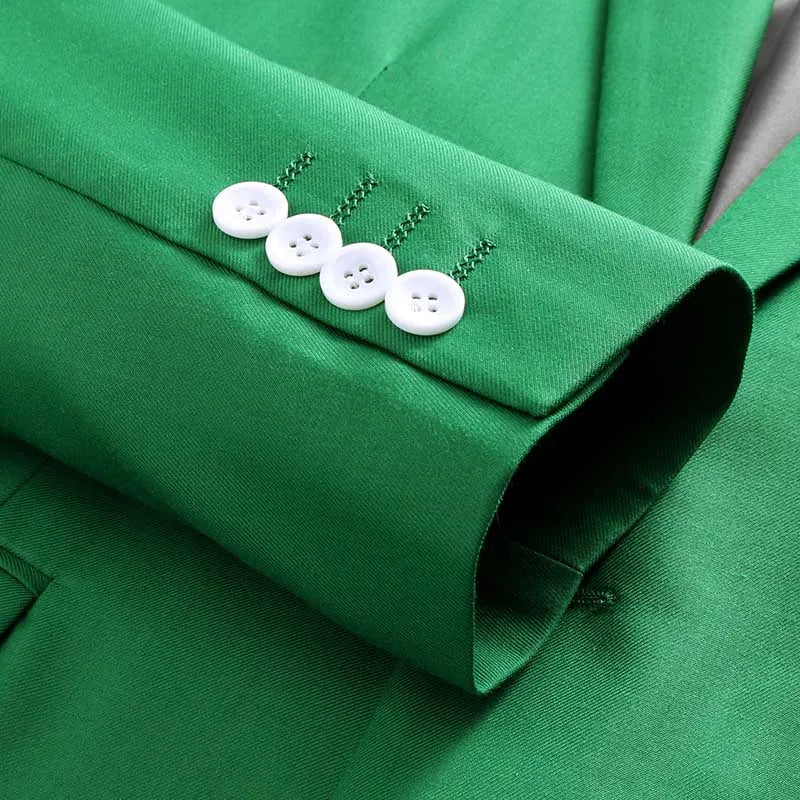 Bright Green Single Button Men's Blazer, Asian Size Slim Suit Jacket, Wedding Dress Coat, White and Black Tops.