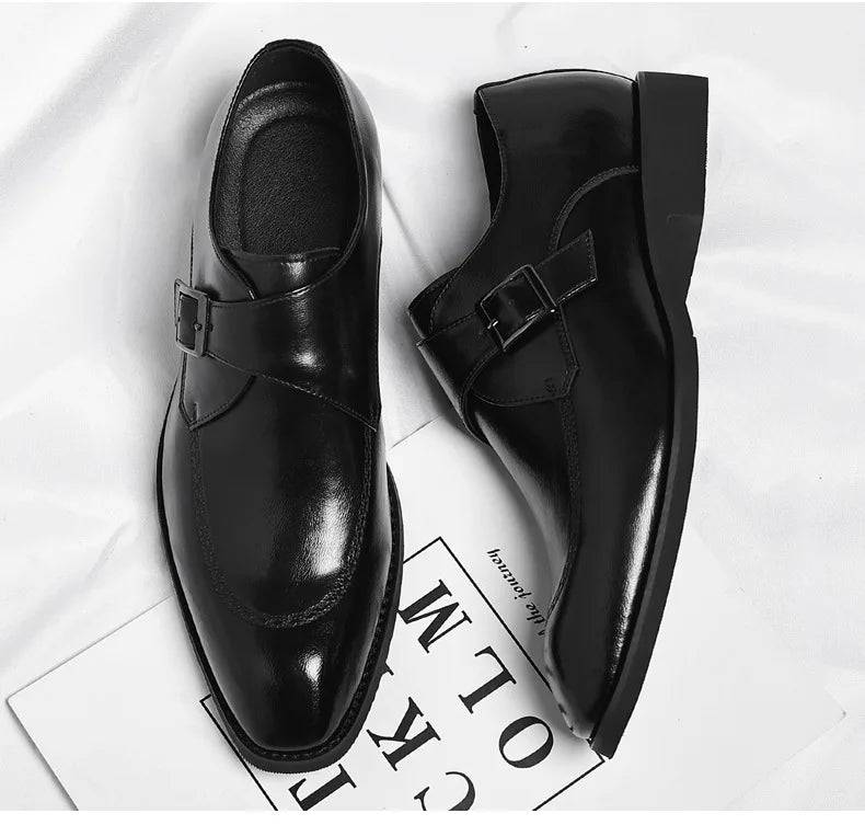 Buckle Designer Big Size Dress Shoes for Men Spring Autumn Solid Color Cow Leather Shoes Male Fashion Business Casual Shoe Man