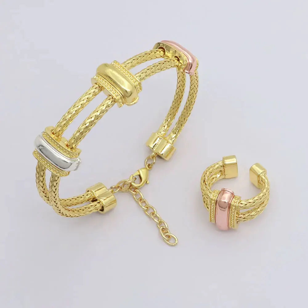 Classic 4pcs 2 Rows African Dubai Jewelry Set For Women Wedding Party Cubic Zircon Italian Bridal Jewelry Set Gift