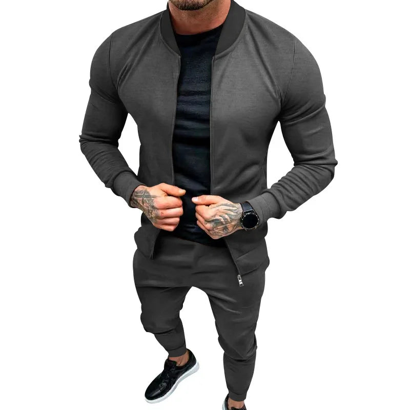 2025 Men's Fitness Sports Style Outdoor Casual Zipper Set In Stock