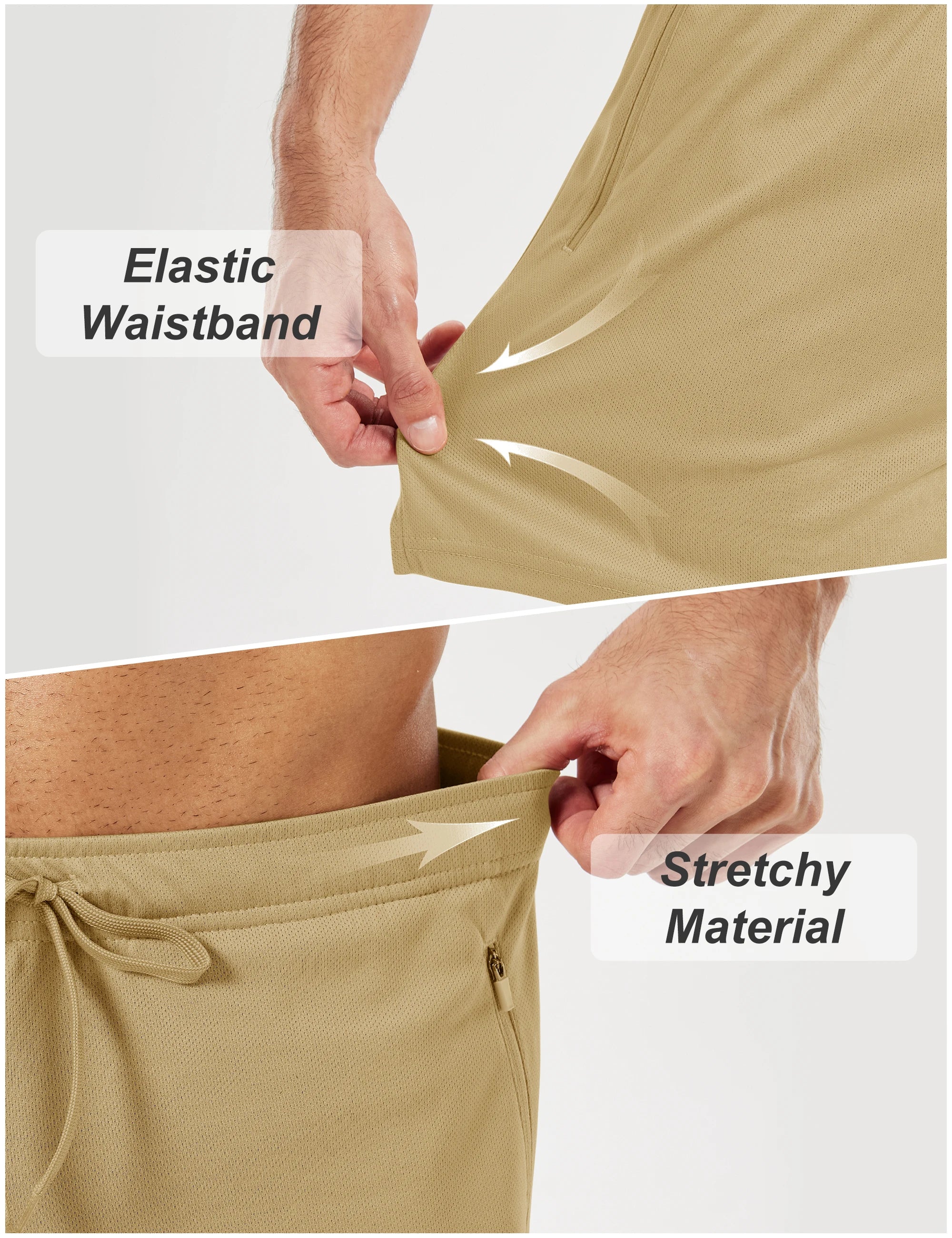 Men's Athletic Running Shorts Mesh Quick Dry Lightweight 5 inches Drawstring Gym Workout Shorts with Zipper Pockets