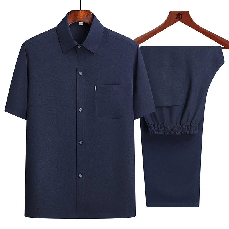 Shirts + Pants 2025 summer new style Sportswear Men's Casual Sets Male Fashion Chinese style shirts and trousers M-4XL