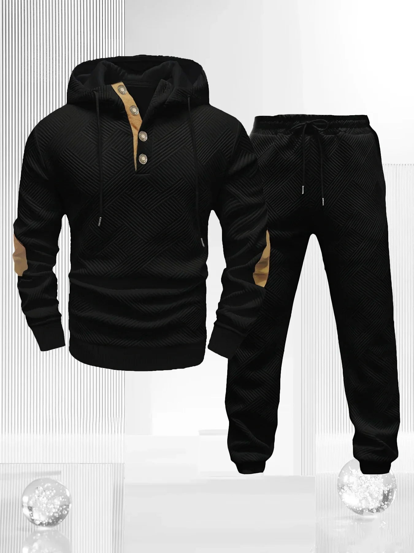 Men's Sportswear Solid Color Joggers Hoodie Sweatshirts and Long Pants 2 Piece Set Fashionable Casual Sports Set Men's Tracksuit
