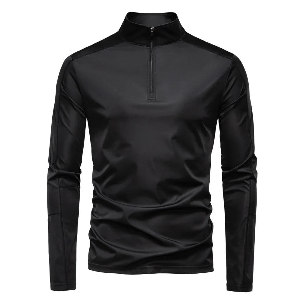 2026 Spring Summer New Men's Sunscreen Clothes Anti-UV UPF100+ T-shirt Long Sleeve Half Zip Top Male Outdoor Fishing Hiking Tops