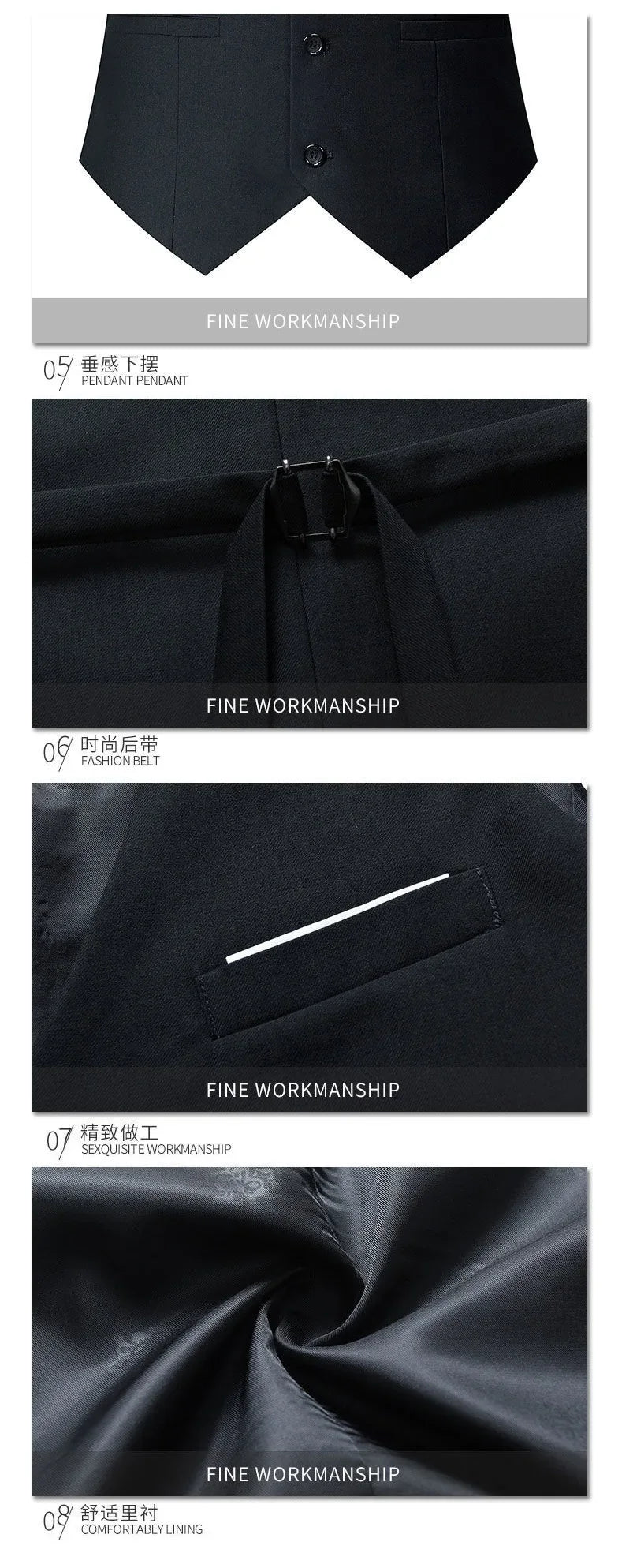 Slim Fit Suit Vests For Men Black Grey Navy Blue Business Casual Male Waistcoat Single Breasted Gilet Homme Formal Jacket