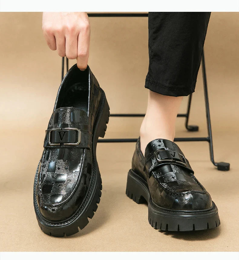 New Platform Men's Casual Shoes Comfortable Fashion Luxury Loafers Men's Leather Shoes Heightening Loafers Beans Driving Shoes