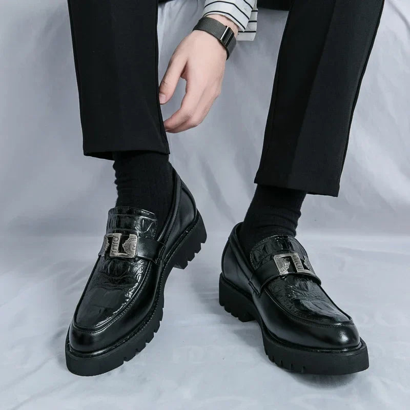 Mens Loafers Party Business Thick Soled Men Leather Shoes Dress Platform Shoes Comfortable Fashion New Casual Shoes for Men