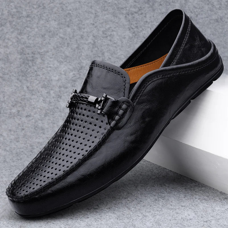 Genuine Leather Mens Loafers Casual Shoes Comfortable Moccasins Luxury Formal Slip on Flats Driving Shoes for Man Walking Shoes