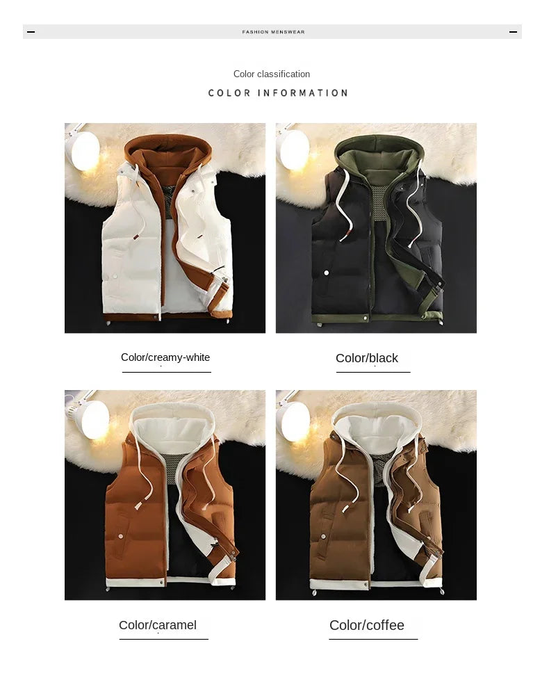 Down Cotton Vest Men Autumn Winter Middle School Students Loose Fashion Vests Man Thickened Waistcoat Cotton-padded Jacket Male