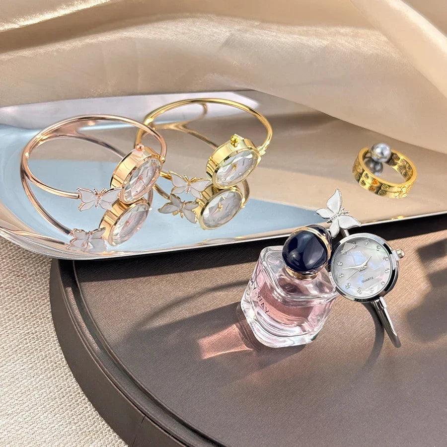 Romantic Butterfly Open Bracelet Luxury Fashion Ladies Quartz Watch Elegant Simple Wristwatch New Model Bestseller