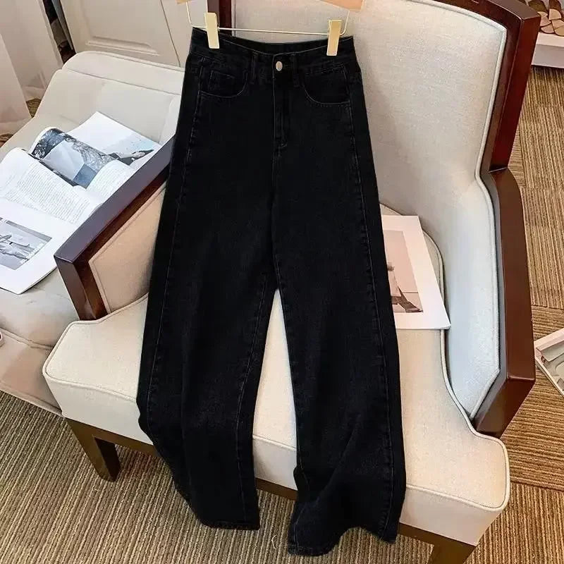 High Waist Straight Leg Jeans Long Trousers for Women