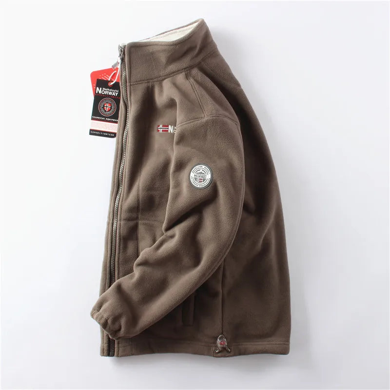 Men’s double-sided polar fleece jacket, thickened warm loose fit, autumn winter, M–XXL