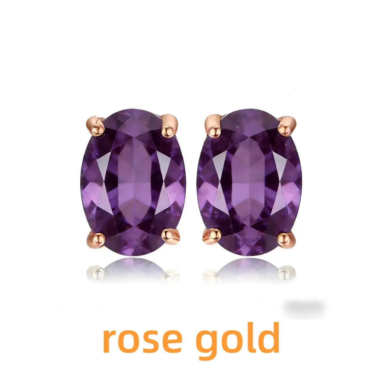 Rose Gold Yellow Gold Plated Oval Natural Amethyst Citrine Garnet Topaz Peridot 925 Sterling Silver Earrings for Women