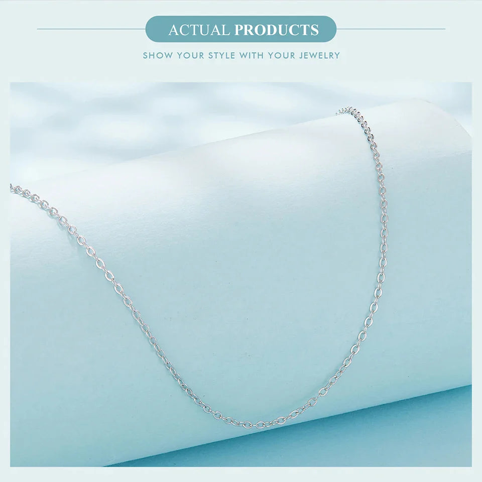 925 Sterling Silver O-Chain Necklace with Lobster Clasp Adjustable Basic Chain for Women Pendant Beads DIY