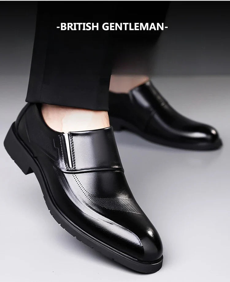 2026 New Designer Leather Shoes for Men Spring Autumn Business Casual Shoes Male Fashion Solid Color Wedding Shoe Man