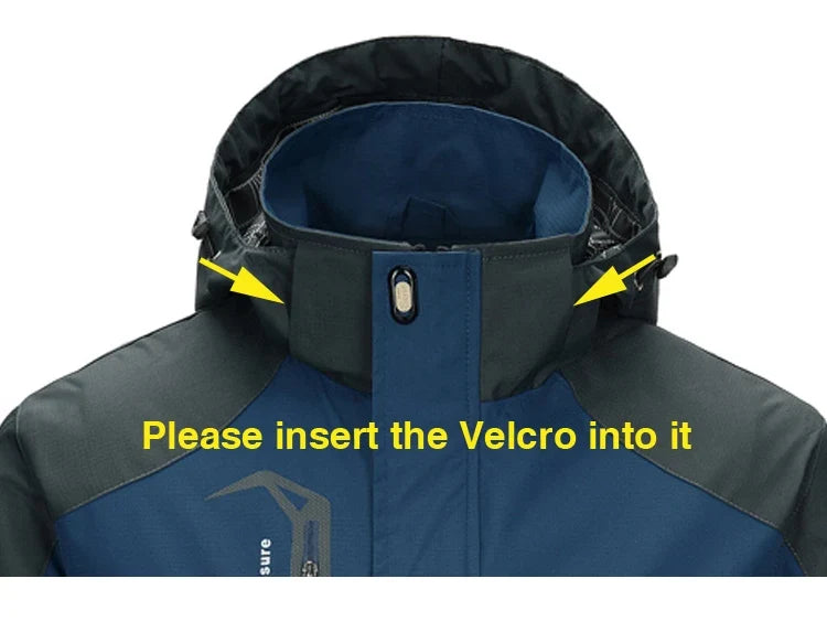 Men's Autumn Hiking Jacket Hooded Removable Waterproof Lightweight Rain Coat Trekking Outdoor Camping Casual Sportswear