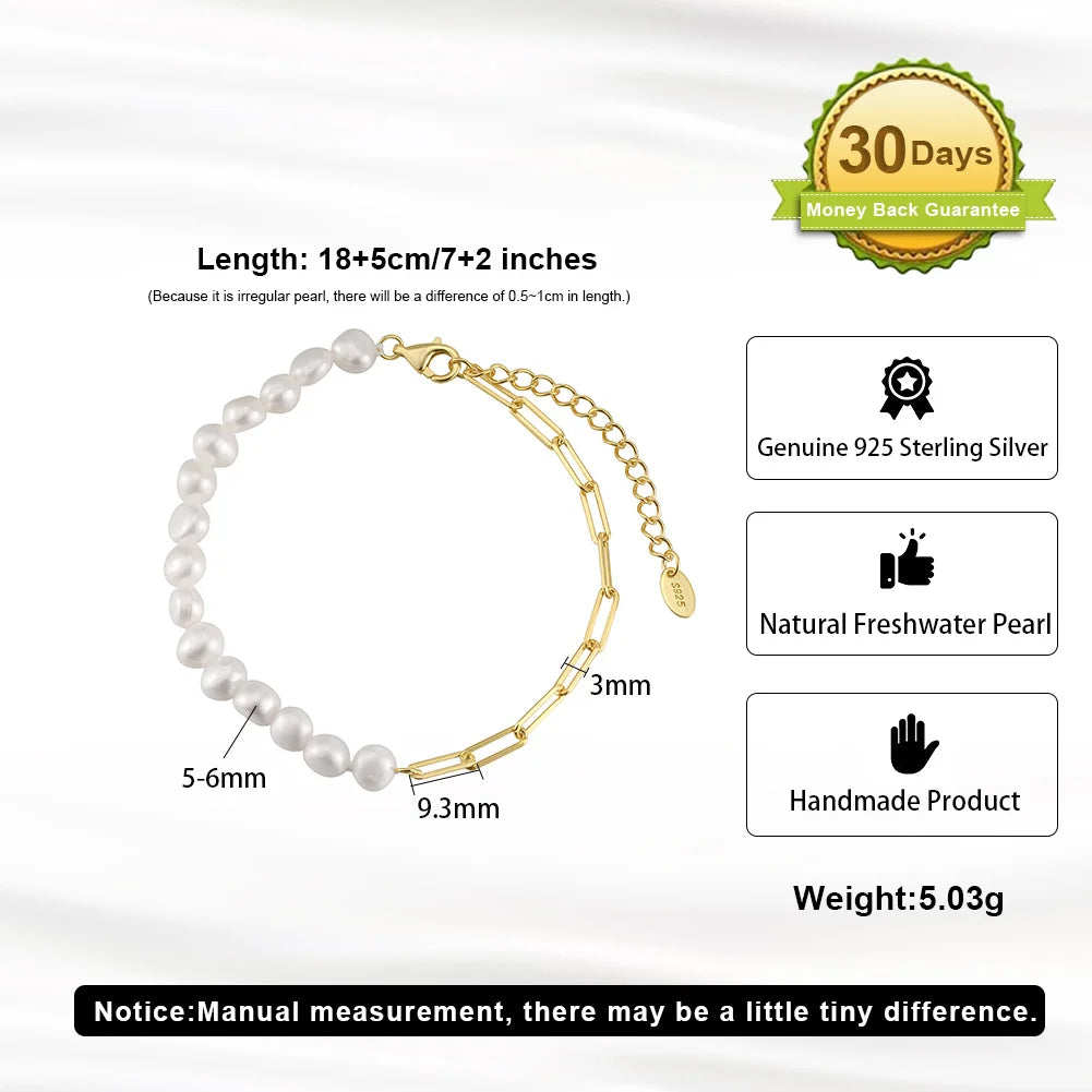 Natural Pearls Beaded Necklace with 925 Sterling Silver Paperclip Chain Wedding Party Fashion Pearls Jewelry GPN13