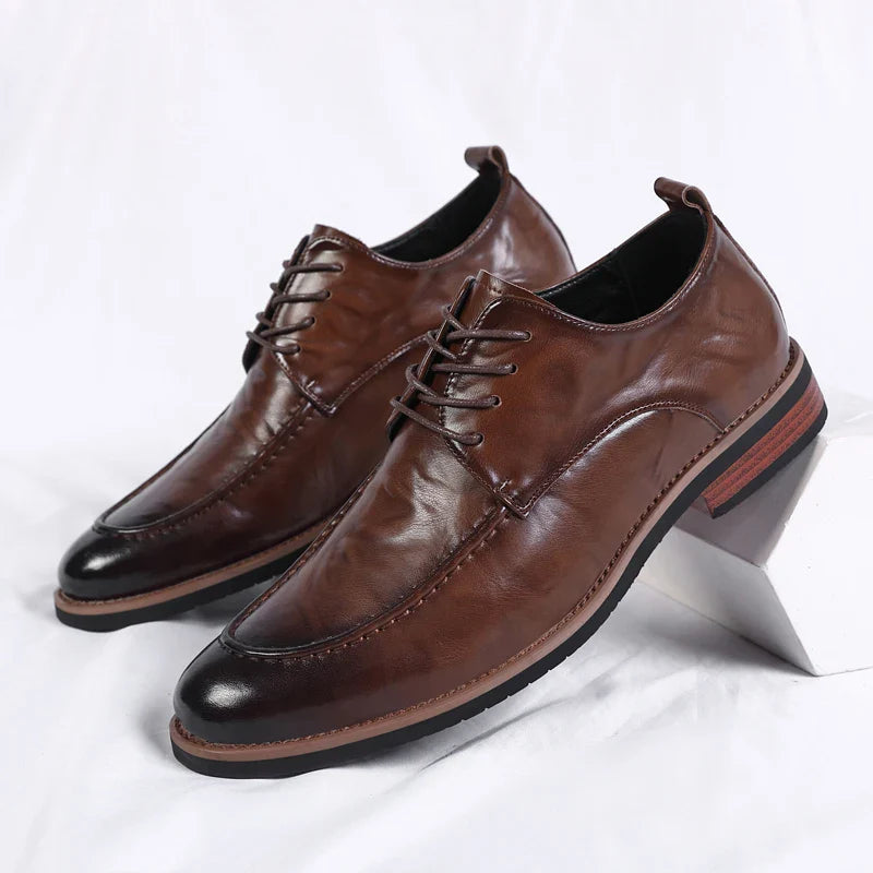 Italian Design Men's Oxford Business Shoes Formal Casual Leather Laces Lace-Up Anti-slip Flat Designer Shoes Comfy Walking Shoes