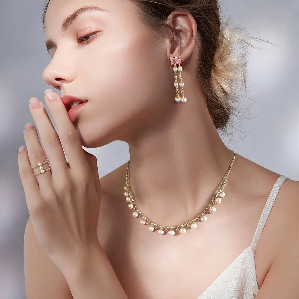 Unique 925 Sterling Silver Ball Bead Necklace with Natural Pearls Vintage Choker Neck Chain for Women Jewelry GPN37