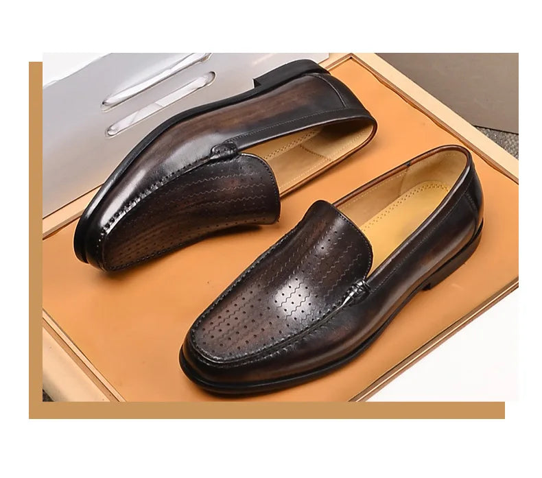 Newest 2025 Genuine Leather Men Driving Shoes Slip On Super Quality Comfortable Men Casual Cowhide Leather Moccasins Loafers