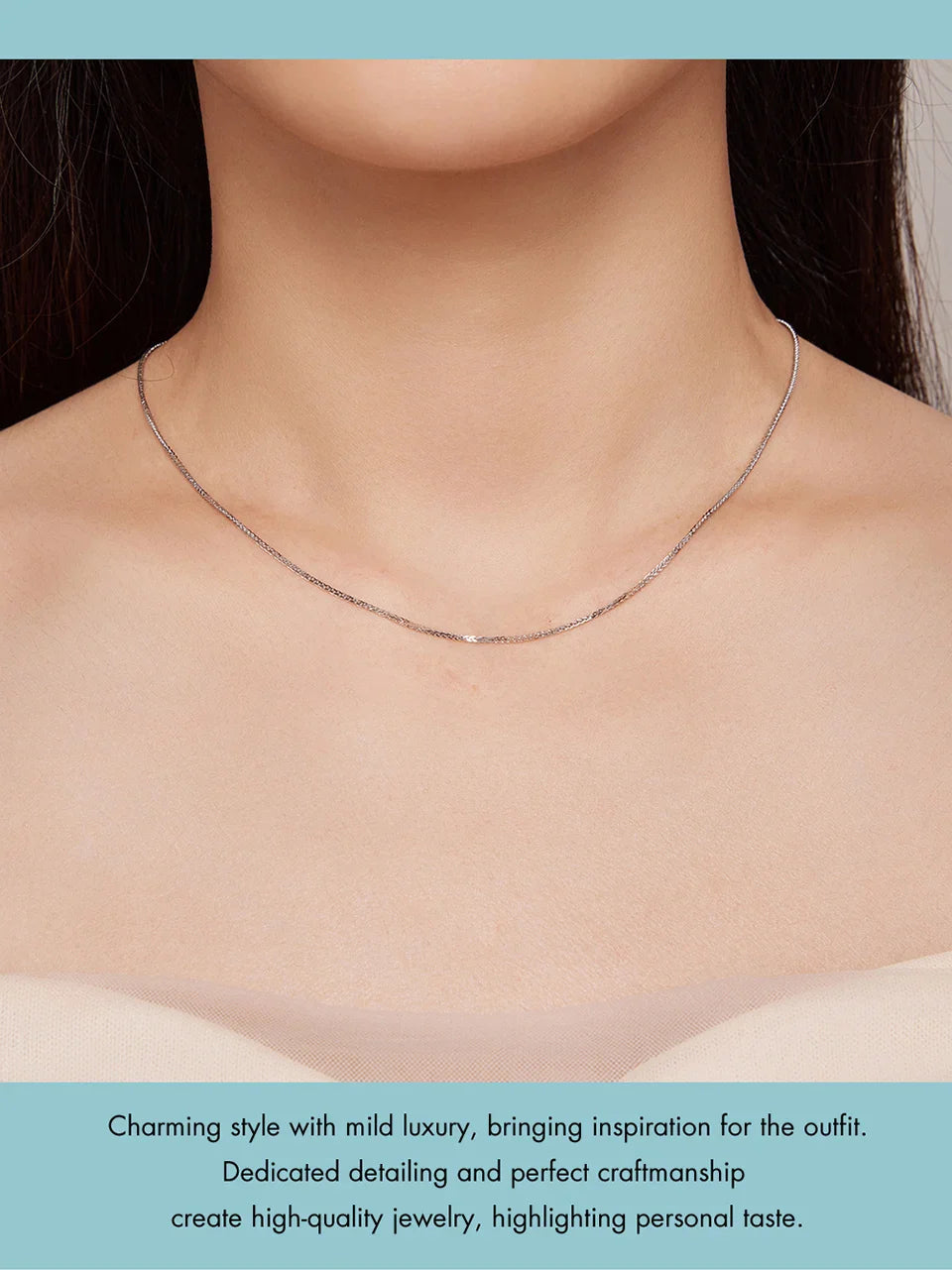 925 Sterling Silver Basic Chopin Necklace Simple Style Chain Link for Women Platinum Plated Fine Jewelry SCA019