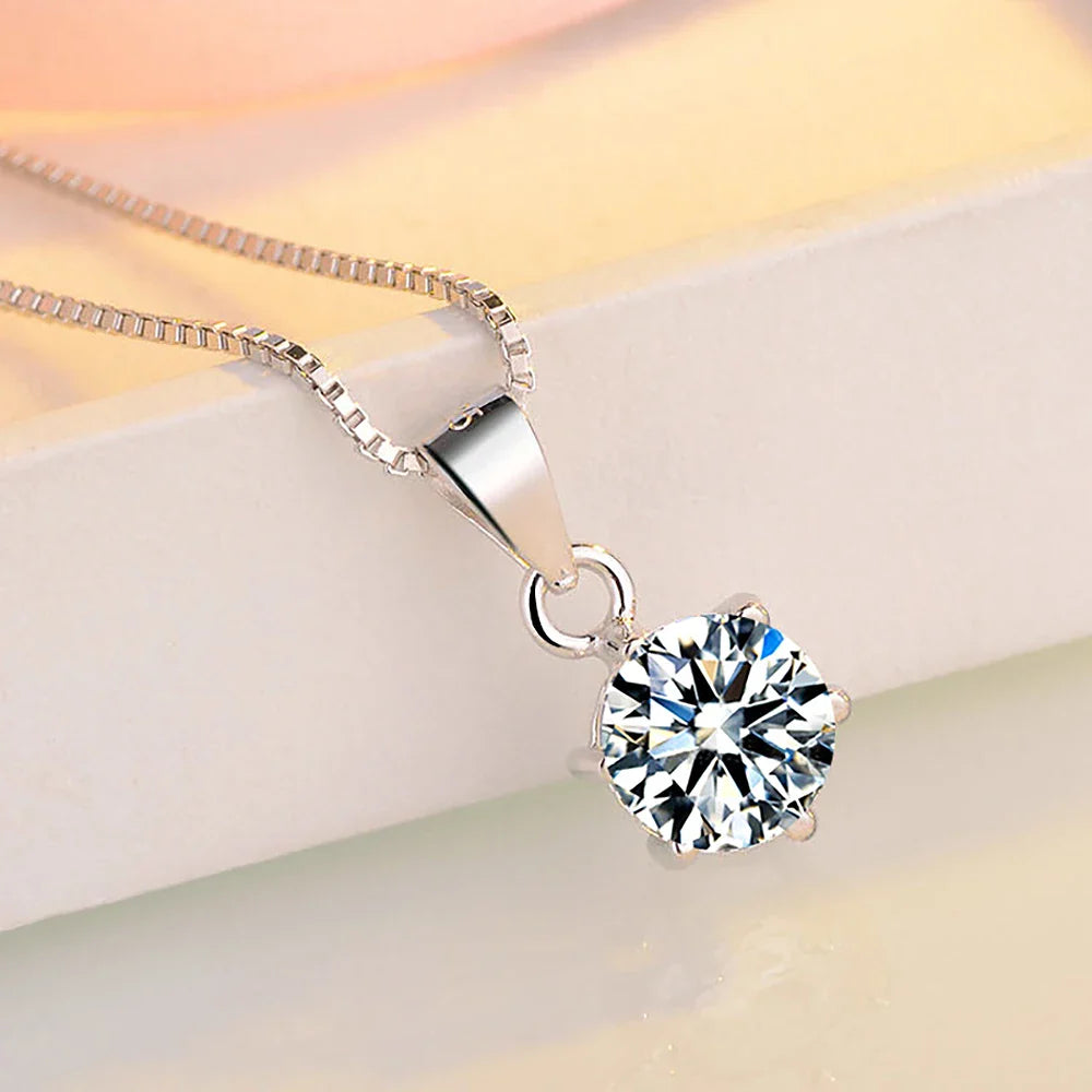 1-10Carat Moissanite Diamond Pendant Necklace for Women S925 Silver D Color VVSI Clarity Solitaire Diamond NeckchainCertified