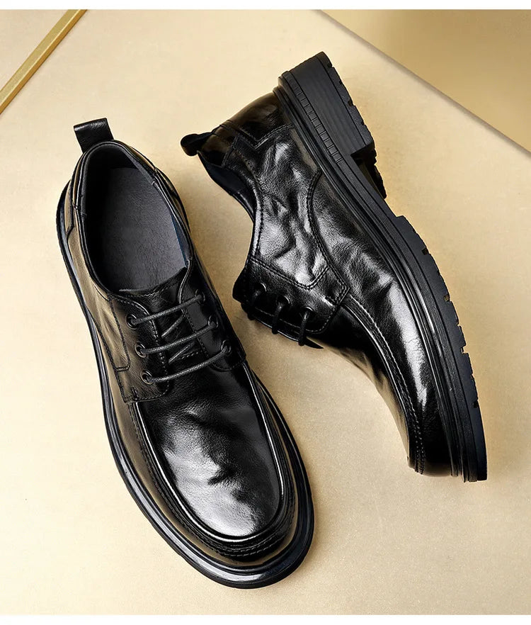 Business Formal Black Lace-up Style Leather Shoes for Men Spring Autumn New Designer Dress Shoes Male British Style Wedding Shoe