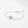 925 Sterling Silver Luxury Dazzling Rectangle1Ct Zirconia Link Chain Charm Bracelet For Women Wedding Engagement Jewelry
