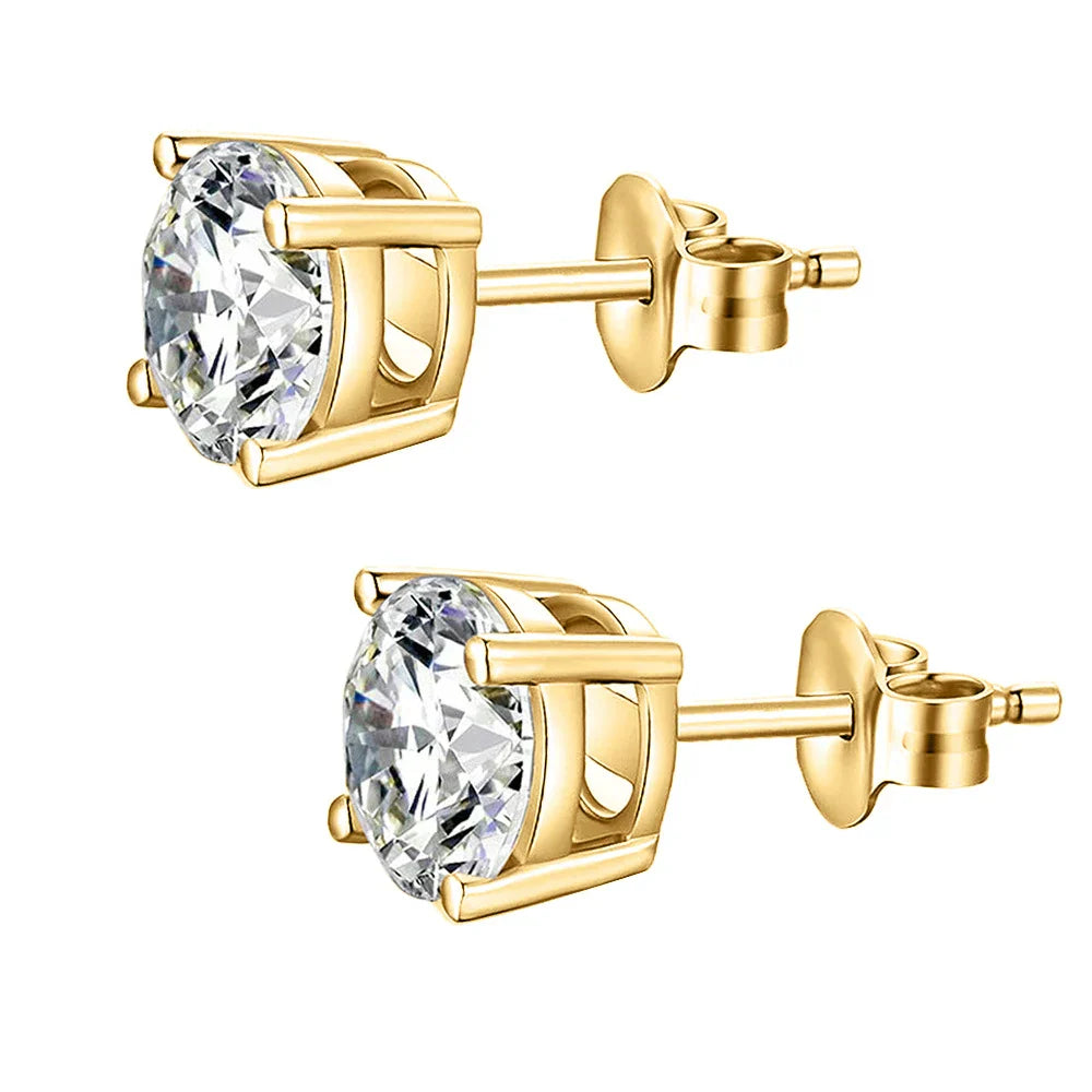 4carat Moissanite Stud Earrings with Certificate Round Brilliant Cut Diamond Earring 925 Sterling Silver Ear Studs for Women Men