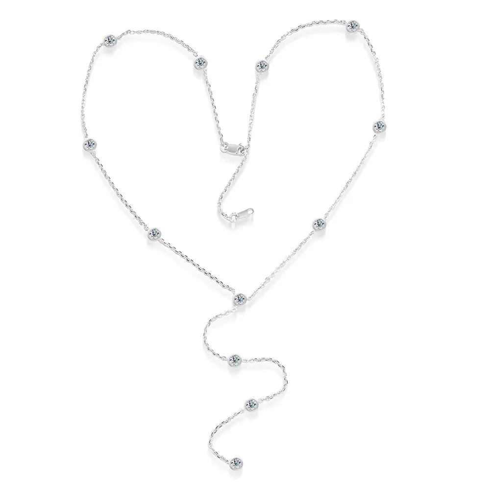 3MM Bubble Classic Moissanite Necklace Pendant for Women 18k Plated Female Necklace Pure S925 Silver Jewelry Wholesale