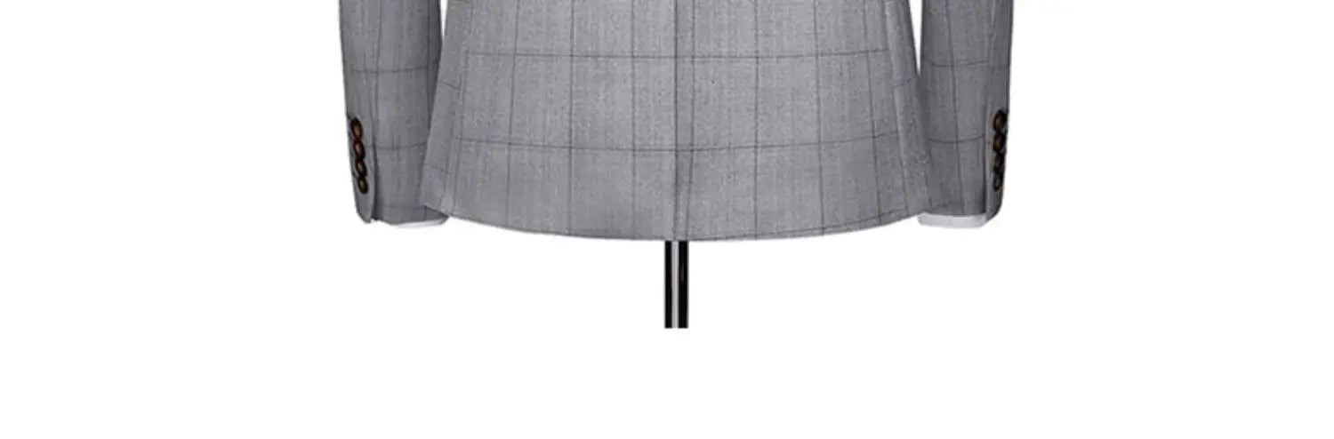 ( Jacket + Vest + Pants ) Fashion Boutique Plaid Mens Casual Business Suit Groom Wedding Dress Formal Slim Plaid Suit