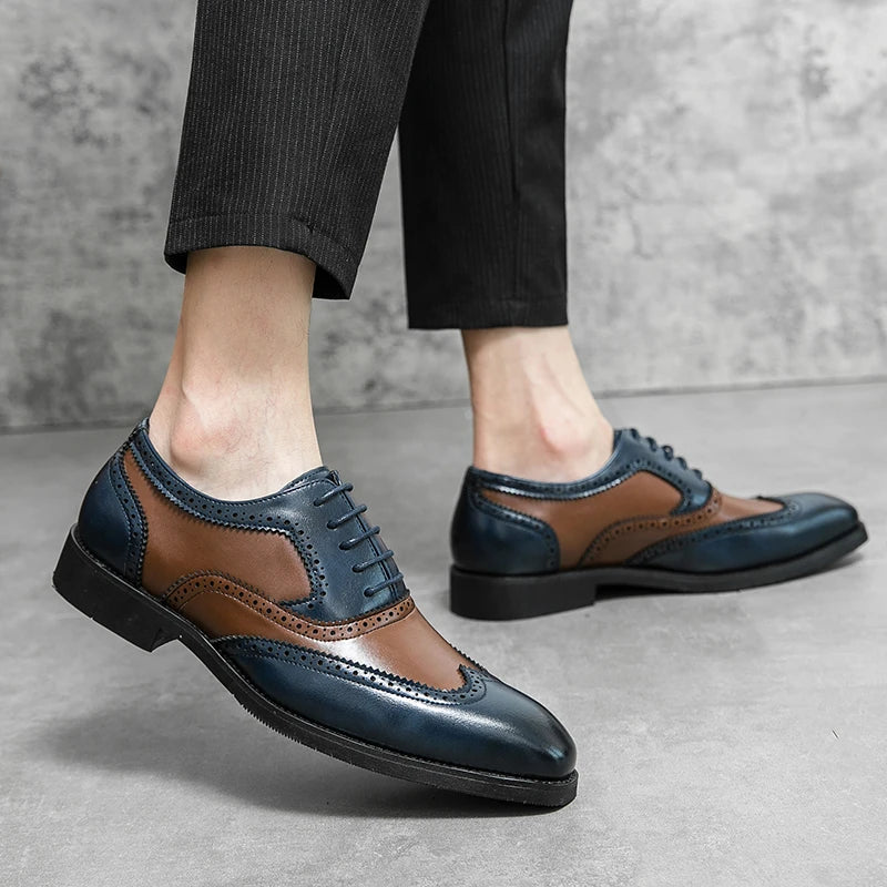 Italy High Quality Pointed Fashion Oxford Shoes Lace Up Men's Shoes Pointed Style Luxury Moccasin Casual Luxury Leather Shoes