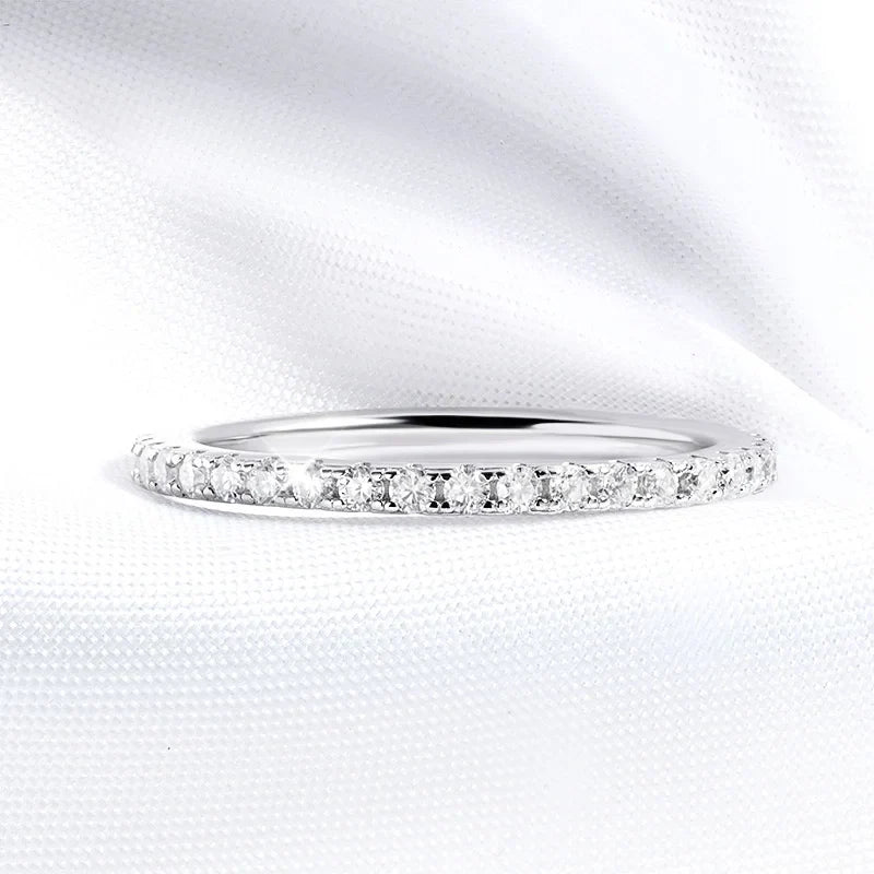 18k Plated 0.57ct Full Enternity Moissanite Ring Forn Women  S925 Sterling Silver Matching Diamond Band Wedding Jewelry