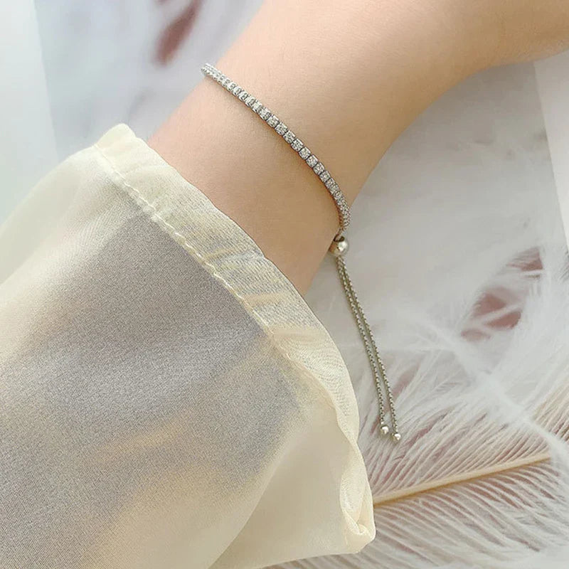 Full 2mm 0.03CT Moissanite Diamond Tennis Bracelet for Woman 925 Silver Plated 18K Rose Gold Adjustable Link Bracelets Gift