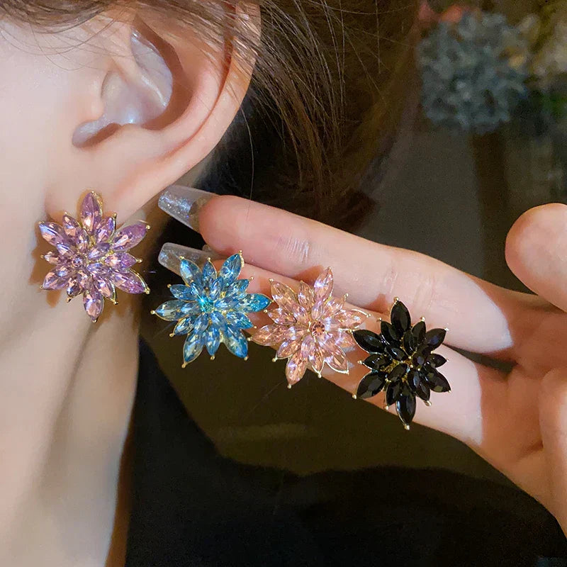 Flower Earrings for Women Korea Simple Sweet Stud Earrings Luxury High-grade Solid Color Charm Jewelry Girls Gift
