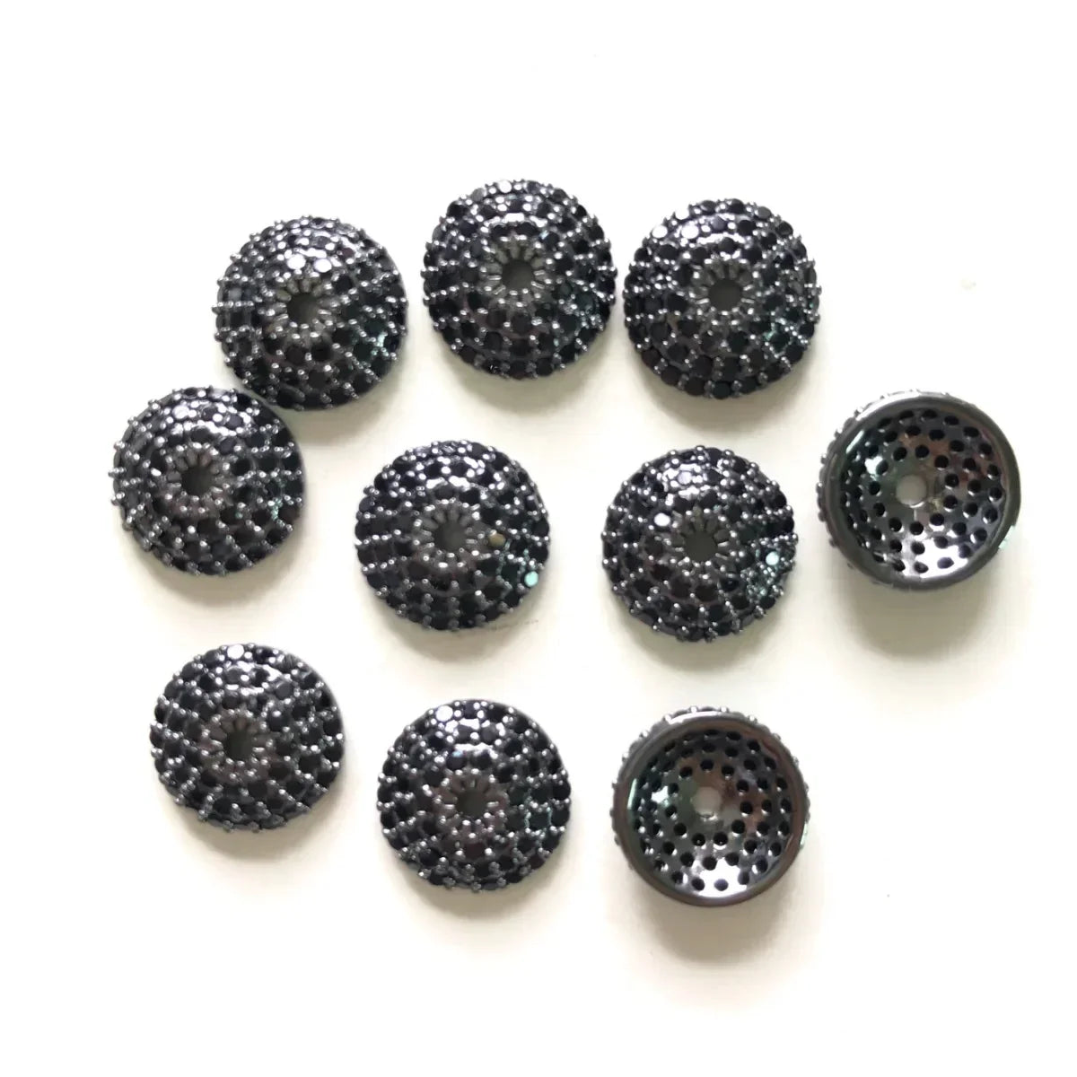 20pcs 8/10/11mm Cubic Zirconia Pave Beads Caps Spacers for Bracelet Necklace Earring Making  Gold-Plate Jewelry Accessory Supply