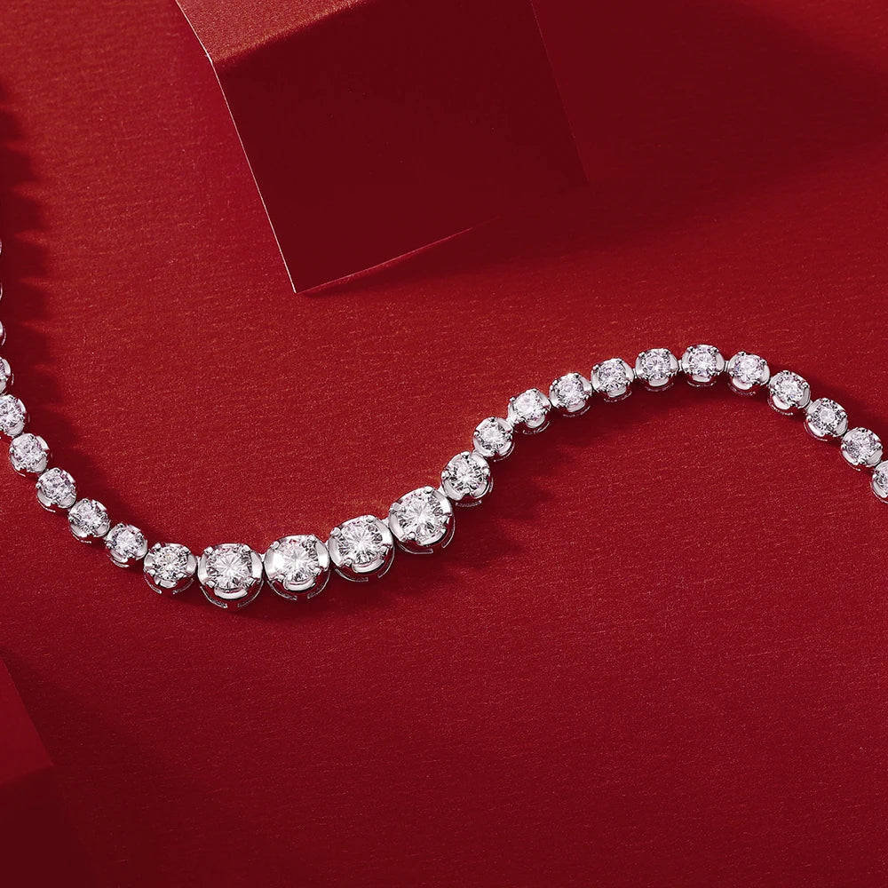Moissanite Tennis Necklace for Women S925 Sterling Silver Plated Gold 1.2 Carat Diamond Chain Necklaces Wedding Party Jewelry