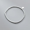 16cm Bracelets For Women Silver 925 Heart Silver Elastic Rope Round Bead Chain Sterling 925 Silver Women's Bracelet