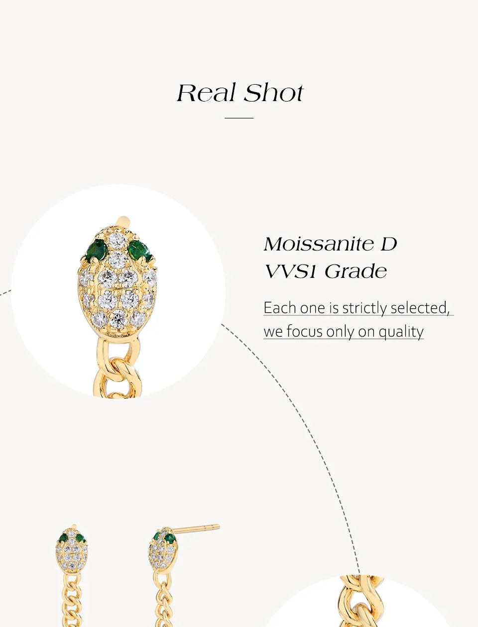 Original Green Eyes Snake Drop Earrings For Women Moissanite Diamond Earring S925 Sterling Silver Party Wedding Jewelry