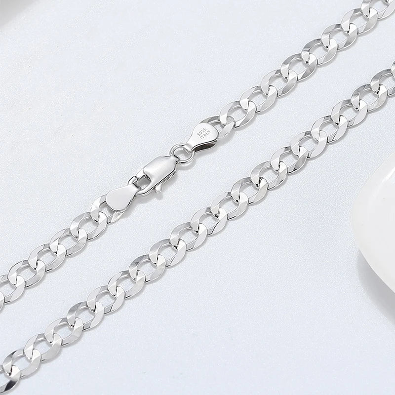 Italian 925 Sterling Silver 2.6mm 3.7mm 5.0mm Flat Mariner Chain Necklace for Women Men Fashion Silver Jewelry SC78