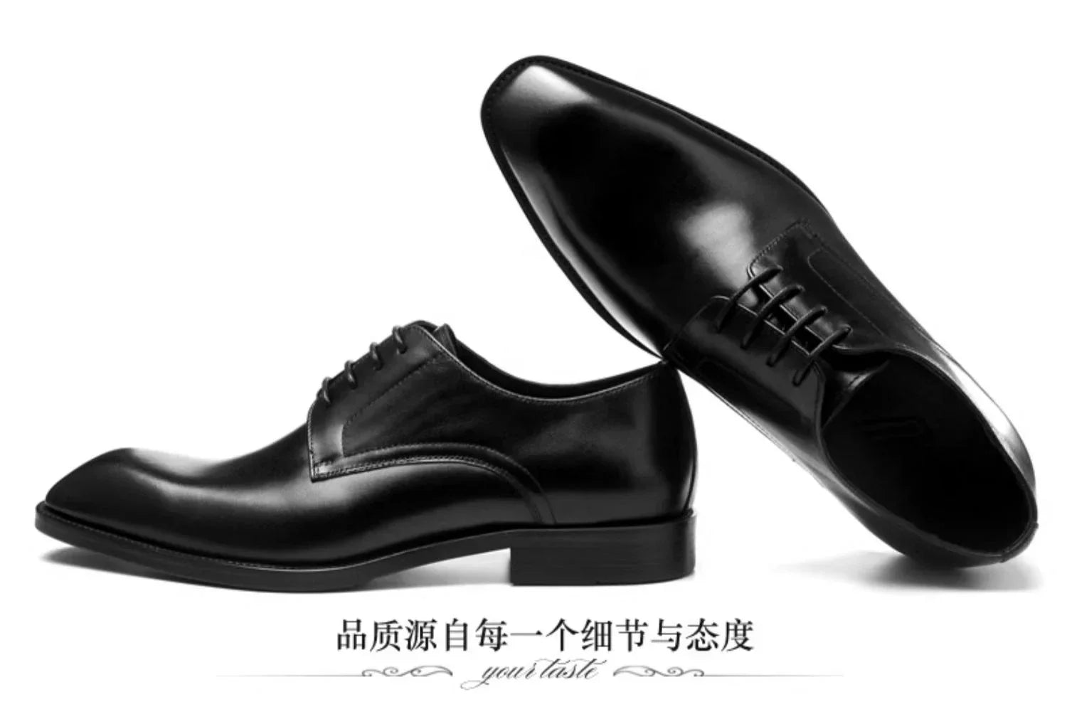 Italian Flat Mens Dress Shoes Luxury Genuine Leather Brand Handmade Quality Square Toe Laces Up New Business Party Social Shoes