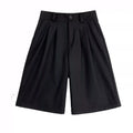 Spring Summer Loose Casual Soft Black Pleated Shorts for Men Mens with High Waist Short Straight Pants Clothes 2024