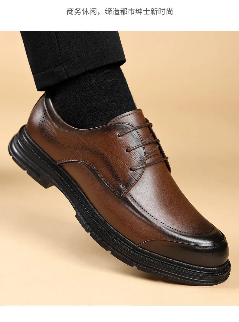 British Retro Formal Leather Shoes for Men Autumn New Designer Platform Dress Shoes Male Fashion Lace Commuter Office Shoe Man