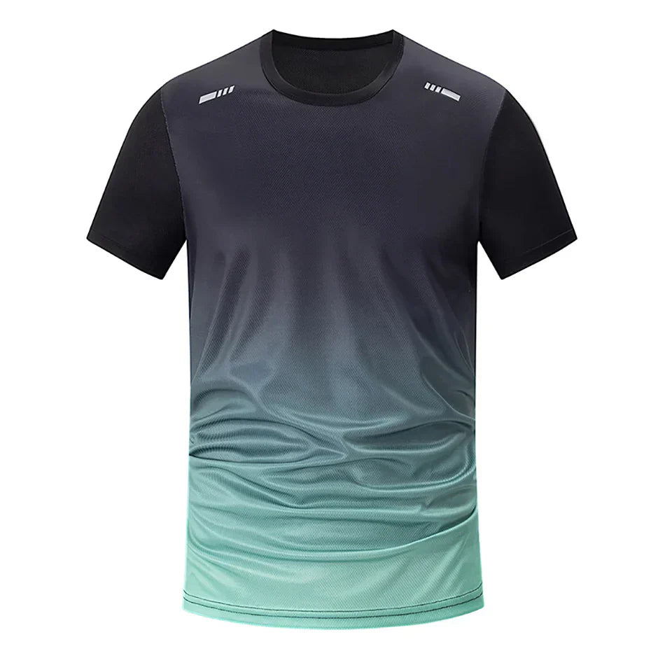 5-Piece Men's Quick-drying Sports Suit Fitness Running Tight Elastic Trousers With Cap Gradient Coat Round Neck Casual T-shirt